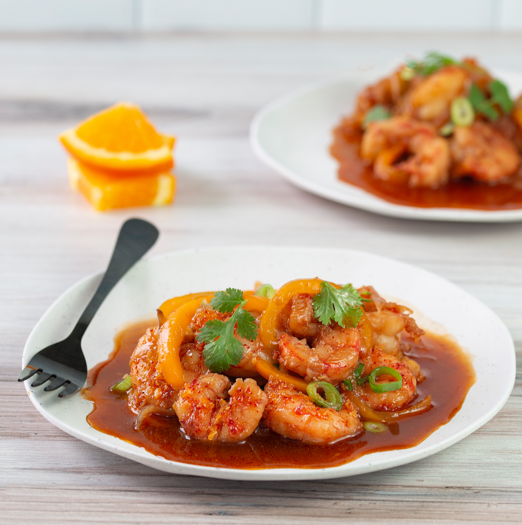 Sweet Chile Shrimp with Citrus and Chile Marmalade