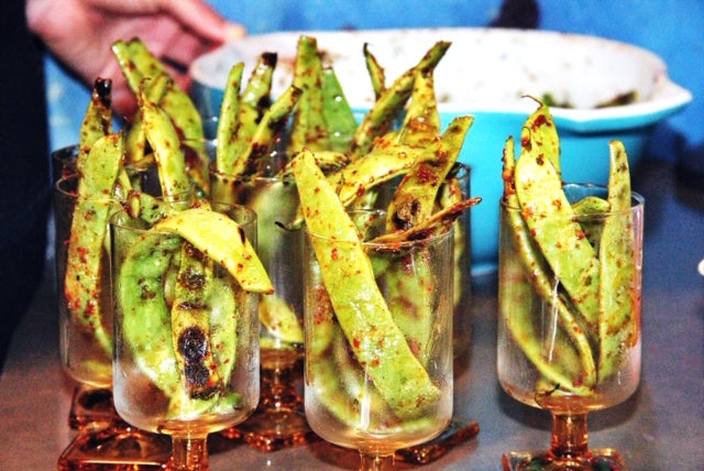 cups filled with romano beans and chile