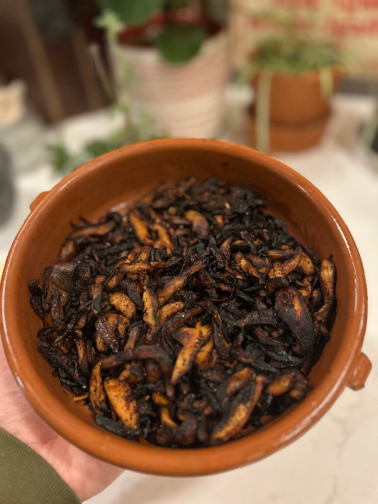 bowl of roasted mushrooms