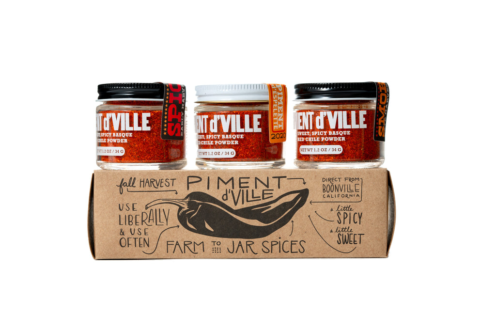 3 pack of piment d'ville showing jars